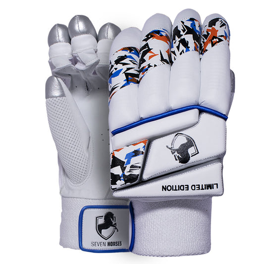 LIMITED EDTION BATTING GLOVES  (WHITE - BLUE)